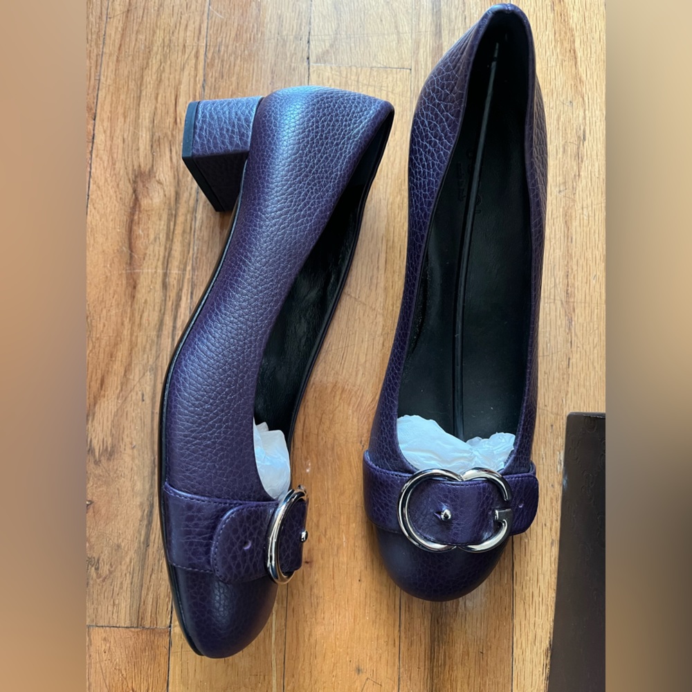 Gucci Purple Leather Block Heel Shoes